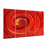 Red Vortex 4 Pieces Mega Glass Wall Art (59"x36") | Insigne Art Design.